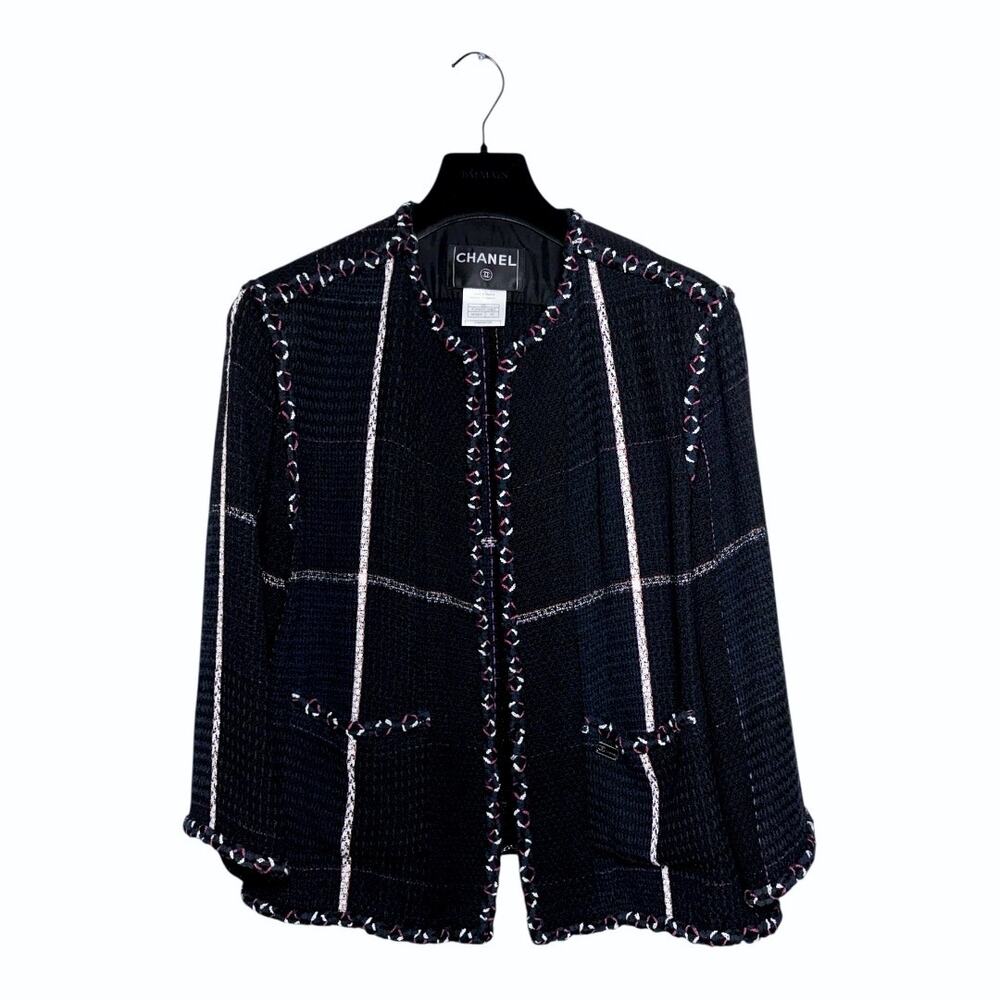 Chanel Cruise Collection 07 Tweed Jacket 42 EU 10 US Black Navy Pink White - Picture 3 of 14